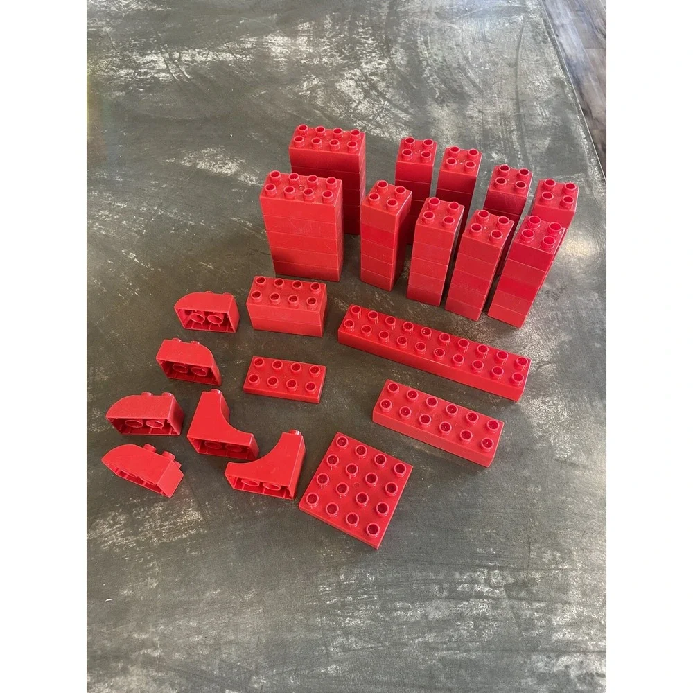 LEGO DUPLO Building Blocks 62pc Red Mixed Size Bulk Lot Toy STEM Preschool